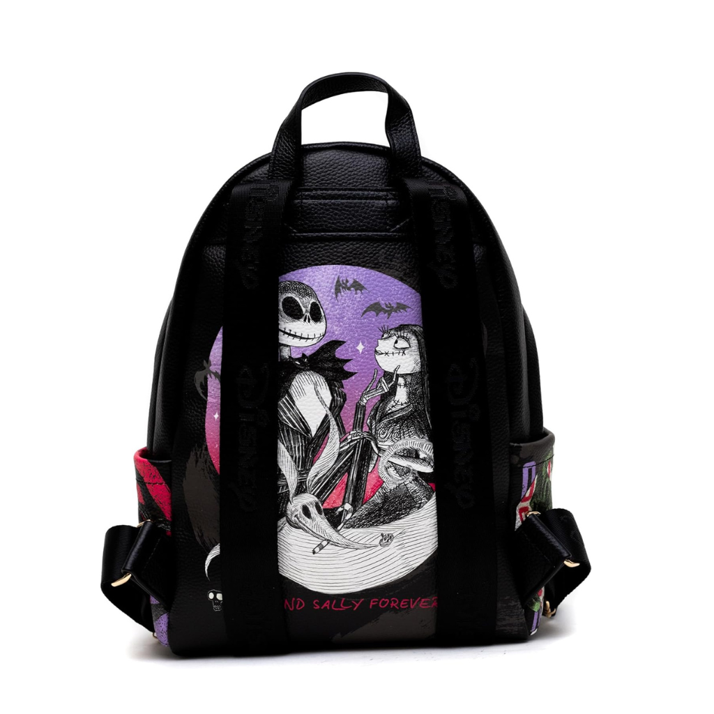 Disney Nightmare Before Christmas Jack & Sally 12" Vegan Leather Mini Backpack