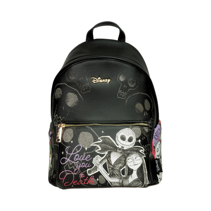 Disney Nightmare Before Christmas Jack & Sally 12" Vegan Leather Mini Backpack