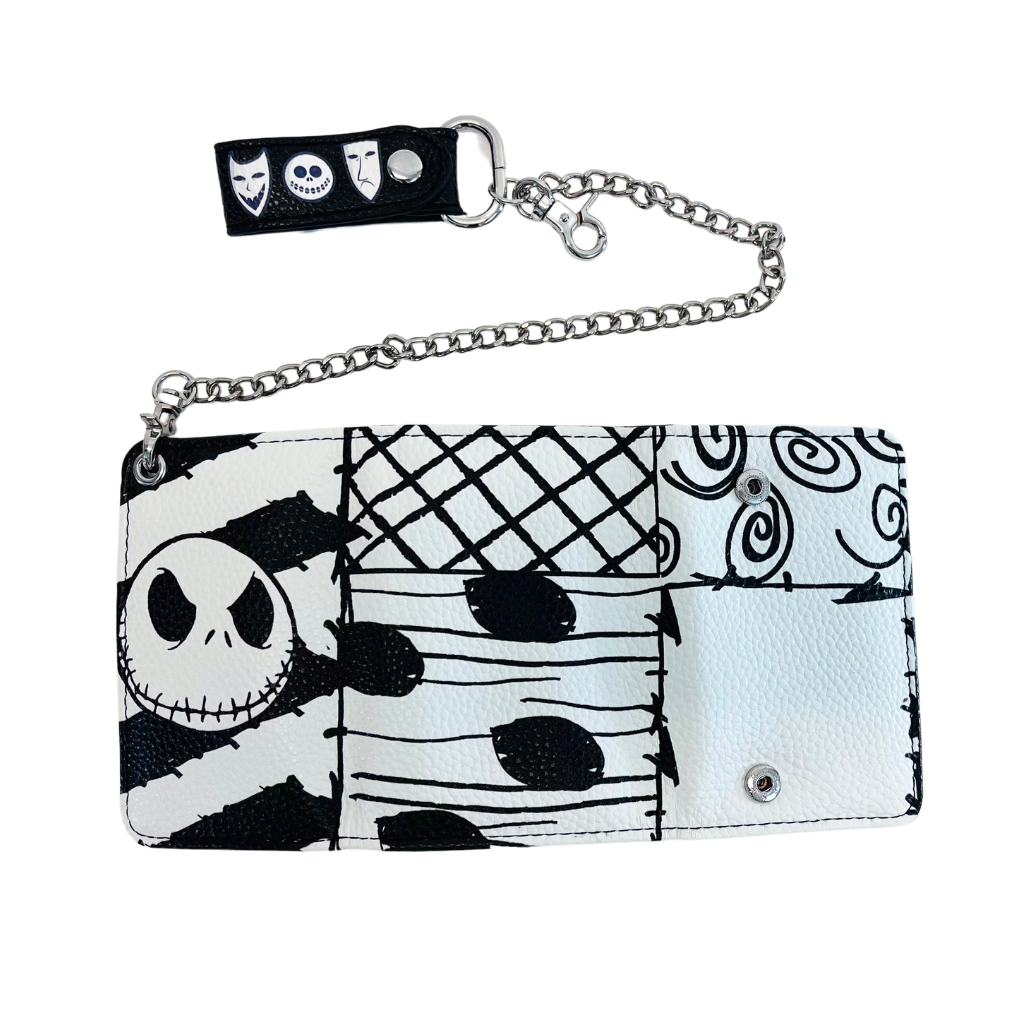 Black and White Jack Skellington Chain Wallet - The Nightmare Before Christmas